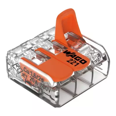 WAGO 221-413 3 GİRİŞ 4 MM BUAT KLEMENSİ TURUNCU KOLLU
