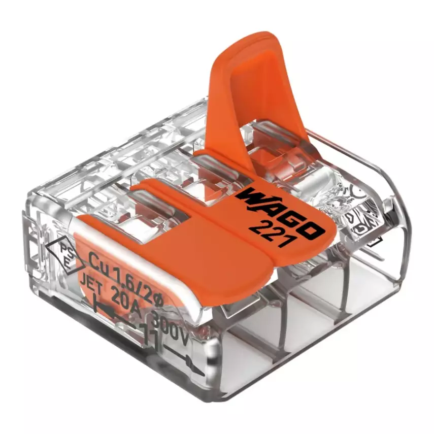 WAGO 221-413 3 GİRİŞ 4 MM BUAT KLEMENSİ TURUNCU KOLLU - 1