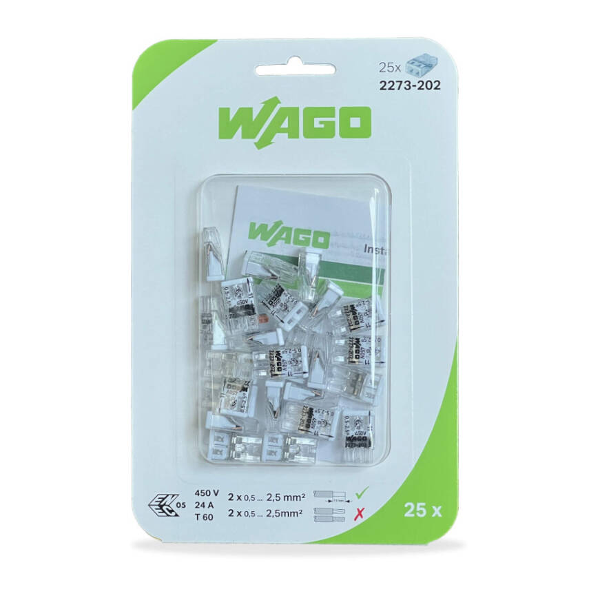 WAGO 2273-202/0996-0025 2 GİRİŞ 2,5 MM TİP BUAT KLEMENSİ B (BLİSTER-25Lİ) - 1