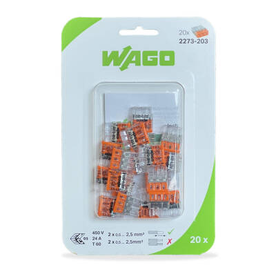 WAGO 2273-203/0996-0020 3 GİRİŞ 2,5 MM TİP BUAT KLEMENSİ T (BLİSTER-20Lİ)